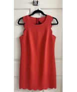 J Crew Dress Size 6 Coral Pink Scalloped Laser Cut Shift Mini Back Zippe... - $67.74 CAD