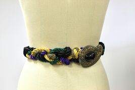 CAROLYN TANNER DESIGNS Vintage Braided Rope Belt Medallion Black Adjusta... - $27.67