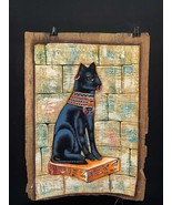 Regal Felinity Handmade Papyrus Artwork of an Adorned Cat, glowing in th... - €103,02 EUR