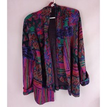 Vintage Graff Women&#39;s Colorful Open Front Sweater Shawl Size 16 - £13.02 GBP