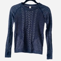 Ivivva by Lululemon Girls Herringbone Knit Sweater Pullover Blue Size 10 - $19.24
