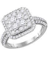 14k White Gold Round Diamond Cluster Bridal Wedding Engagement Ring 1-5/... - £1,917.65 GBP