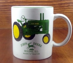 JOHN DEERE Vintage Coffee Cup Mug MOLINE ILL. Model &quot;A&quot; Tractor GREEN YE... - $30.52