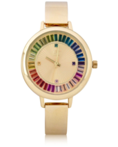 I.N.C. Women&#39;s Gold-Tone Bangle Bracelet Sunray Crystal Accents Dial 36mm Watch - £27.94 GBP