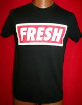 FRESH Red &amp; White Logo Black T-SHIRT S Rap Hip Hop DJ Urban - $9.89