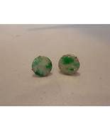 Old jade carved stud earrings 14kt gold‏ - £368.49 GBP