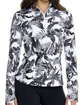 NWT TOMMY BAHAMA TABU JUNGLE BLACK WHITE Long Sleeve Mock Golf Shirt M L... - £47.94 GBP