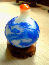 19th Century Chinese Peking-Glass Snuff Bottle - Dragon &amp; Phoenix Pattern - £319.67 GBP