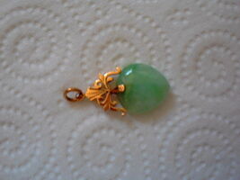 14K YELLOW GOLD Jadeite Jade Heart Pendant - €472,62 EUR