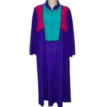 Vintage Vassarette Fleece 1/2 Zip Robe Nightgown House Coat Size L Purple Color - $34.60