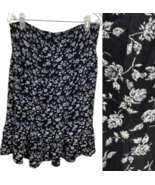Mossimo Skirt Size XL Black White Floral Pull On Y2K Whimsigoth Skater G... - $54.33 CAD