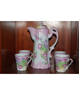 RS Prussia Chocolate Set Pot Lid 4 Cups Pink Floral - $200.00