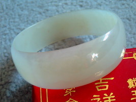 Untreated Estate Chinese Glassy White Jade Jadeite Bangle Bracelet - £1,286.94 GBP