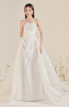 Elegant Custom Wedding Dress Ball Gown Corset Sleeveless in White  Floral Lace - £361.41 GBP+