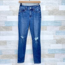 Old Navy Pop Icon Ripped Knee Skinny Jeans Blue Medium Wash High Rise Wo... - £19.59 GBP