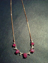 ~925 Sterling Silver Ruby &amp; Diamond 16&quot; Collar Chain Necklace~ - £397.30 GBP