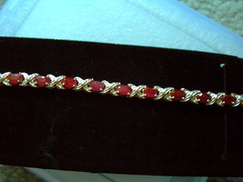 14kt Yellow Gold Table Tennis Ruby Bracelet ~10.5 grams ~ - £1,201.82 GBP