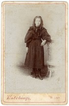 Circa 1880&#39;S Cabinet Card Lovely Young Girl Black Dress Hutchings St. Louis, Mo - £7.46 GBP