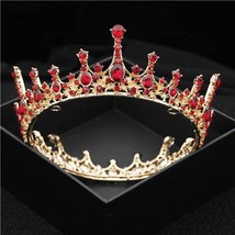 Baroque Vintage Royal Queen King Round Crystal Wedding Crown Bridal Tiaras and C - £19.64 GBP