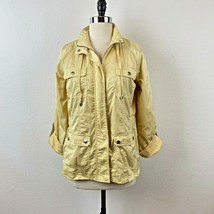 Chicos Zenergy Yellow Full Zip Windbreaker Jacket Pockets Drawstring Lined Sz Sm - £21.01 GBP