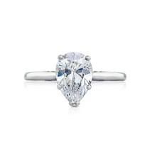 14K White Gold Plated 2 ct PearSolitaire Engagement Ring Simulated Diamond - £131.57 GBP