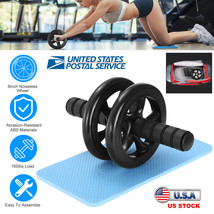 Ab Roller Dual Wheel Abdominal Exercise Fitness Home Gym Equipment + Kne... - $33.13