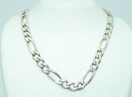 Figaro Design 20 Inch Long Necklace Real Solid .925 Sterling Silver 25.3 G - $127.40