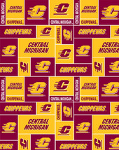 FAT QUARTER Cotton Central Michigan University Chippewas CMU Fabric M415.03 - £2.61 GBP