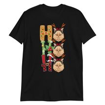 HO HO HO Santa Persian Cat Christmas T-Shirt | Cat Lover Shirt Black - £14.49 GBP+