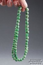 Chinese Natural A Type Apple Green Jadeite Jade Beaded Necklace,Mid 20th... - $2,632.99