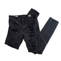 Smoke Rise Slashed Distressed Black Denim Jeans Mens 34 x 34 - £19.65 GBP