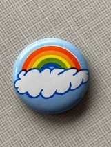 Vintage Rainbow Heart Cloud Pinback Pin Feel-good Wearable 1&quot; - $3.40