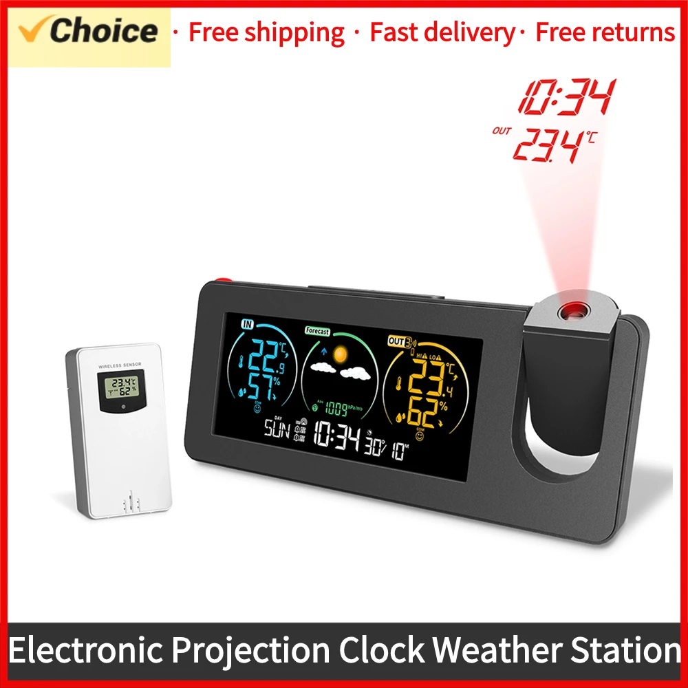 Outdoor/Indoor Weather Station Thermometer Electronic Projection Weather Forecas - $62.00