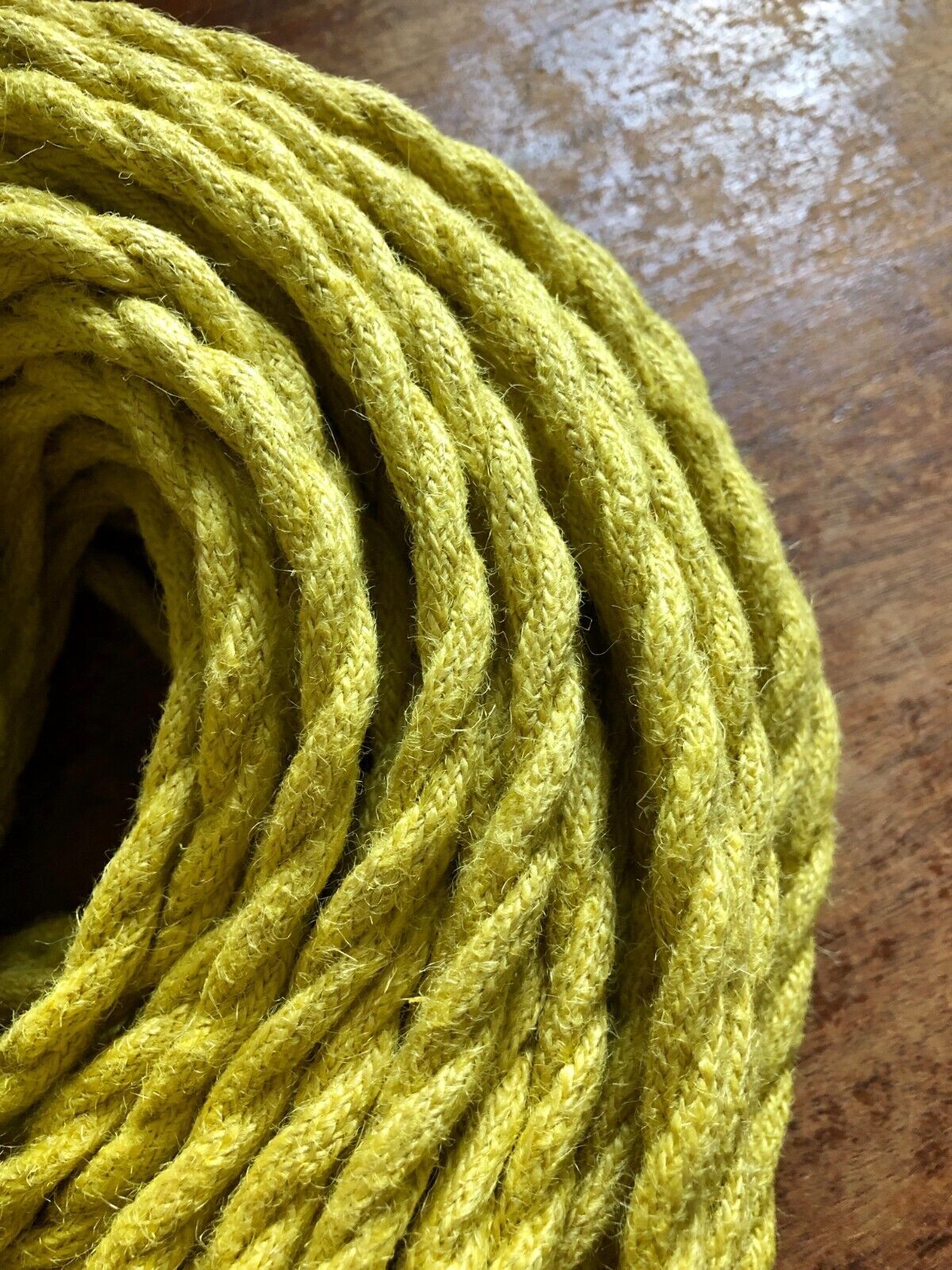 Yellow Jute Rope Electrical Cord - Rustic Style Hemp Covered Lamp/Pendan... - $1.55