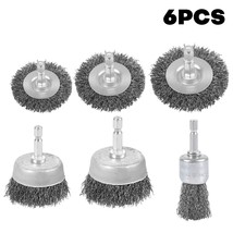6 Pack Carbon Steel Wire Wheel Brush for various cleaning polishing surface task - £9.95 GBP