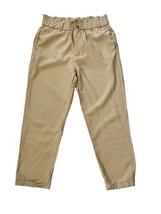 LUMIERE Womens Pants Paper Bag Elastic Waist Cuffed Trousers Beige Sz Large - £14.34 GBP