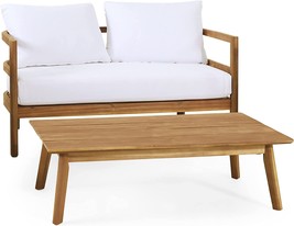 White Teak Ellendale Loveseat And Coffee Table Set, Christopher Knight Home. - £350.71 GBP