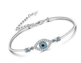 Bracelet Sterling Silver Blue Evil Eye for - £90.60 GBP