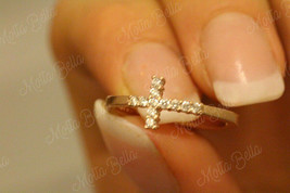 0.30Ct Round Cut Diamond Holy Cross Jesus Promise Ring In 14k Yellow Gold Finish - £69.52 GBP