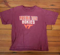 Vintage Virginia Tech VT HOKIES Fan Burgundy Womens Cotton T-Shirt S-M - £11.65 GBP