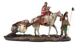 Native American Indian Aborigine Family Unit Pilgrimage With Horse Figurine - $24.99