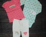 NWT Carters Baby Girls Rainbow Bodysuit Shirt Pants Outfit Set 3 Months - £8.78 GBP