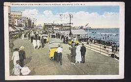 Boardwalk View from Illinois Avenue Atlantic City New Jersey PC 1920 - £5.50 GBP