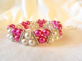 New Exquisite Ladies&#39;  Charming  Beads Stretch Rhinestones Faux Pearl  Bracelet  - £4.01 GBP