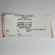 Cirque du Soleil Quidam 1996 Ticket Stub Vintage 90s Retro Circus Santa Monica - £11.06 GBP