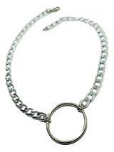 Ring Collar Choker Necklace Curb Chain Sub Dom 40mm Kink Metal Clasp Harajuku - £13.28 GBP