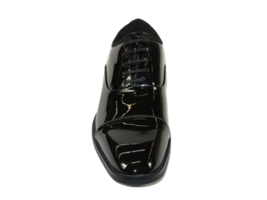 Men Santino Luciano Formal Dress Shoes Patent Leather Shiny Lace up C534 Black image 2