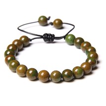 Natural stone braided bracelet Green Jades African turquoises beads Adjustable R - £10.68 GBP