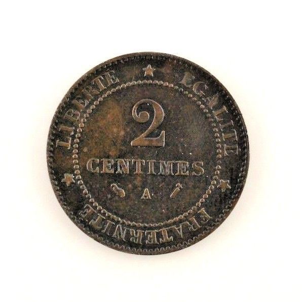 1894-A France 2 Centimes (VF+) Very Fine Plus Condition - $43.66