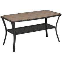 Outsunny Patio Rattan Coffee Table w/ Storage - $160.99